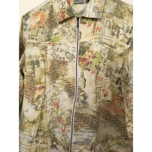 Chico's Women's  Linen Cotton Blend Zip Front Jean Like Jacket Sz 1-S-M - Picture 2 of 5